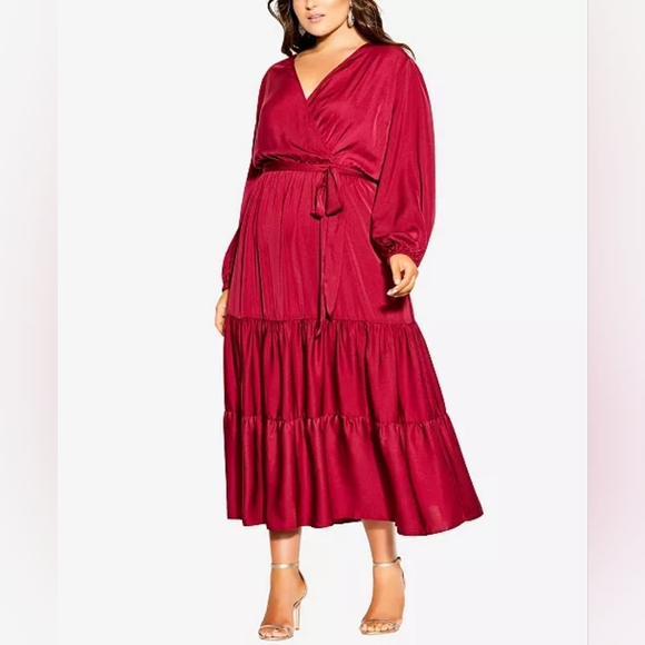 City Chic Dresses & Skirts - Nwt City Chic Trendy Plus Size Pretty Tier Maxi Dress SANGRIA s/16